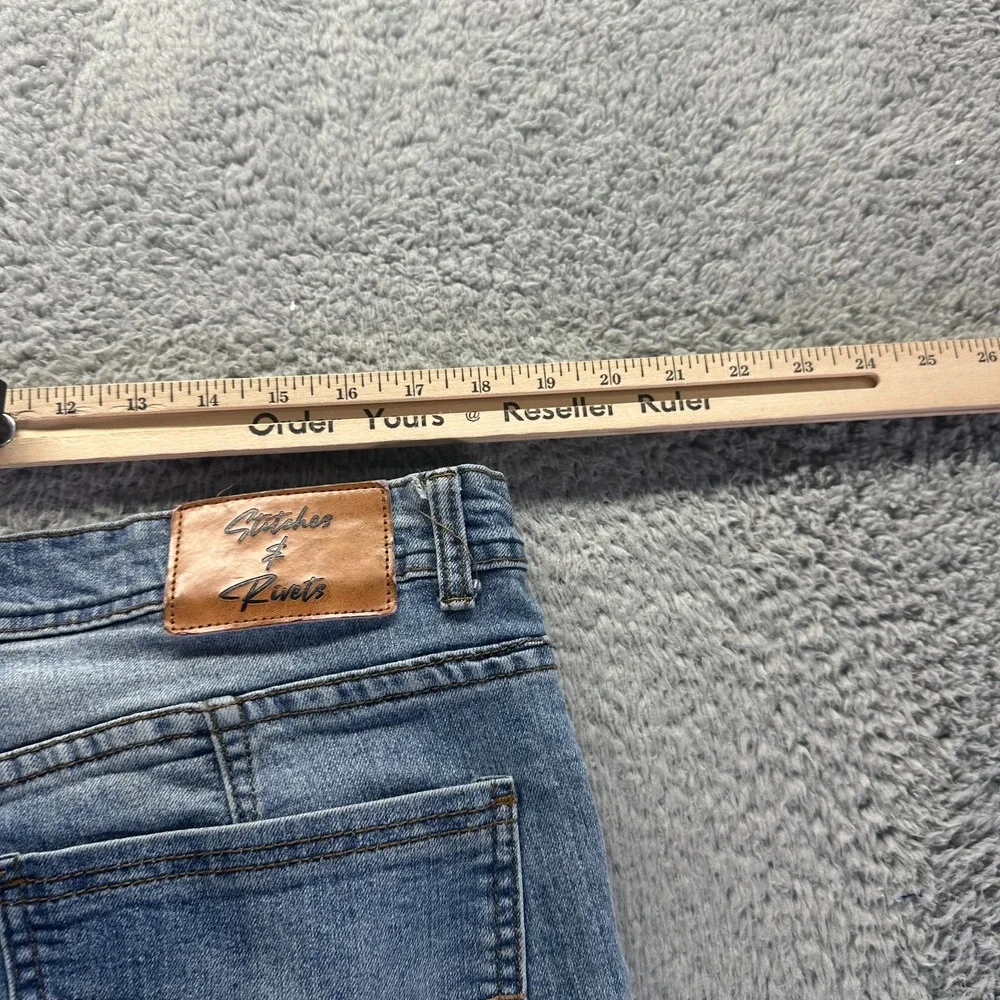 Stitches & Rivets Jeans Mens 40x32 Blue Cotton Denim Straight Leg Workwear Faded